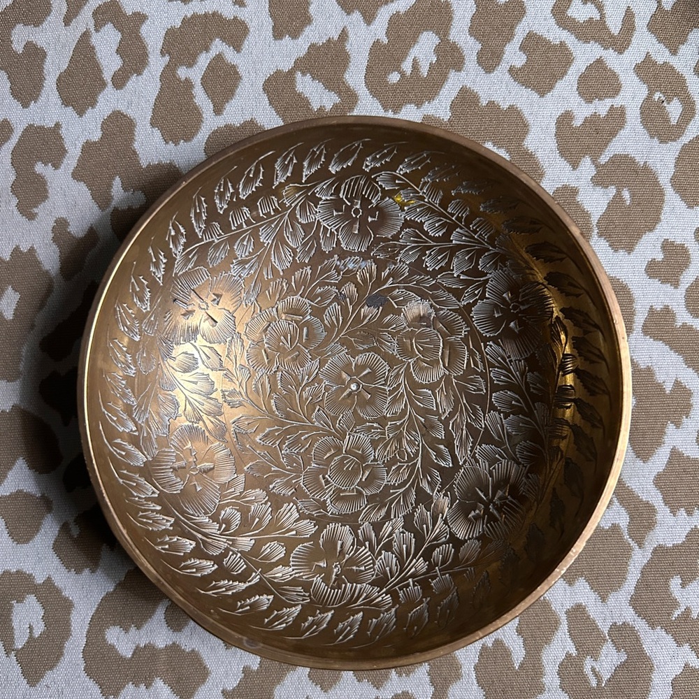 Small Engraved Brass Trinket Dish